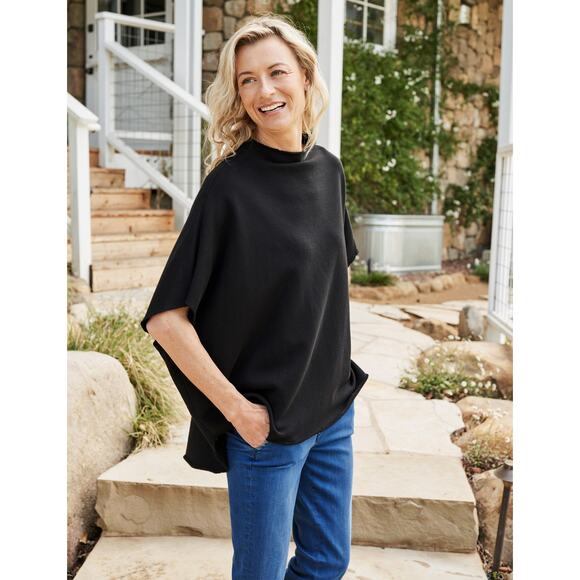Frank & Eileen Sweaters - Frank & Eileen Audrey Funnel Neck Capelet One Size black
